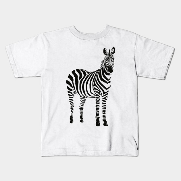 Black shapes forming a Zebra Kids T-Shirt by DaveDanchuk